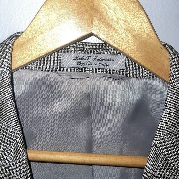 W.H. Belk Blazer Suit Jacket 44R Silk Wool Blend Houndstooth Nailhead Windowpane - Picture 2 of 8